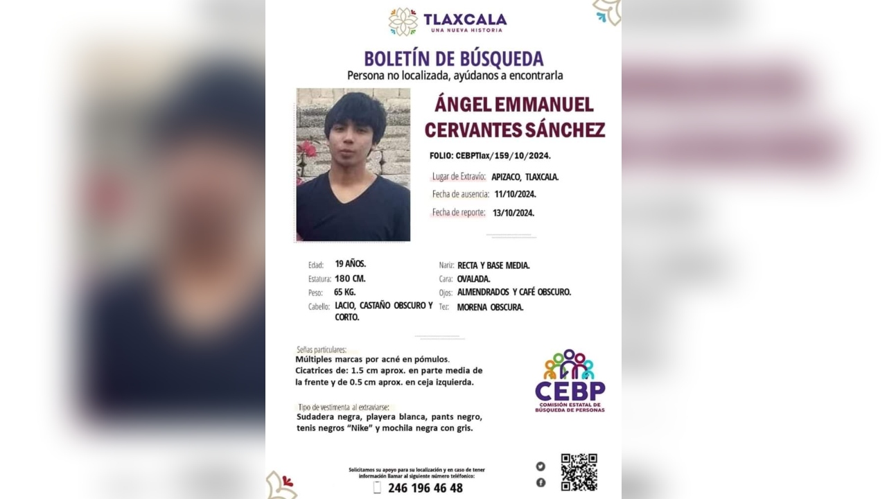 Cuerpo localizado en Tzompantepec corresponde a Ángel Emmanuel N., según la FGJ