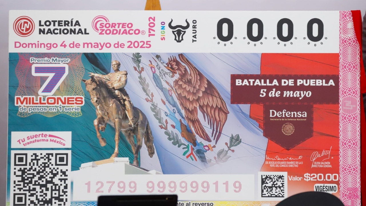 Lotería Nacional rinde homenaje a la Batalla de Puebla con billete especial