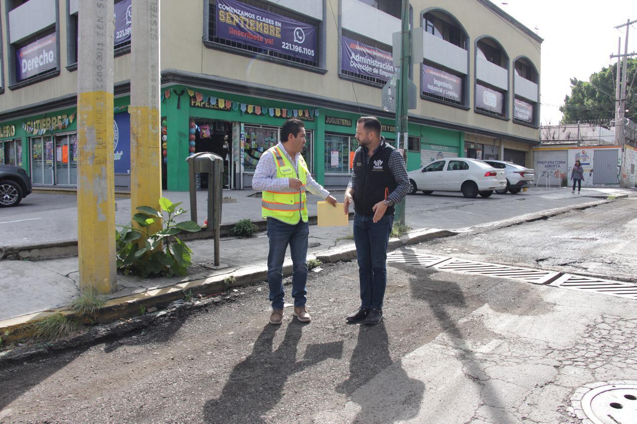 Supervisa Gobierno de Puebla mantenimiento vial en la 11 Oriente para mejorar movilidad en la capital