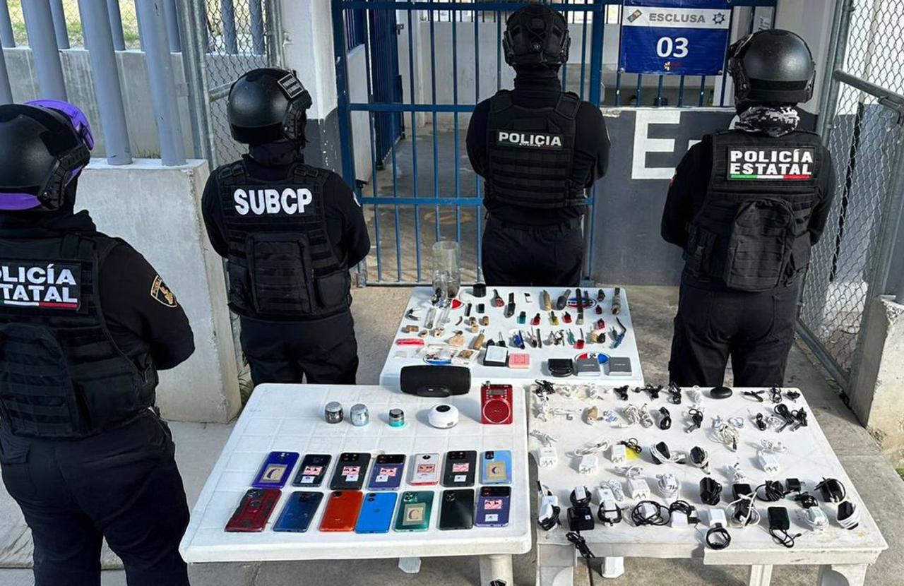 Puebla fortalece la Estrategia Nacional Antiextorsión en penales: 162 teléfonos y objetos prohibidos asegurados