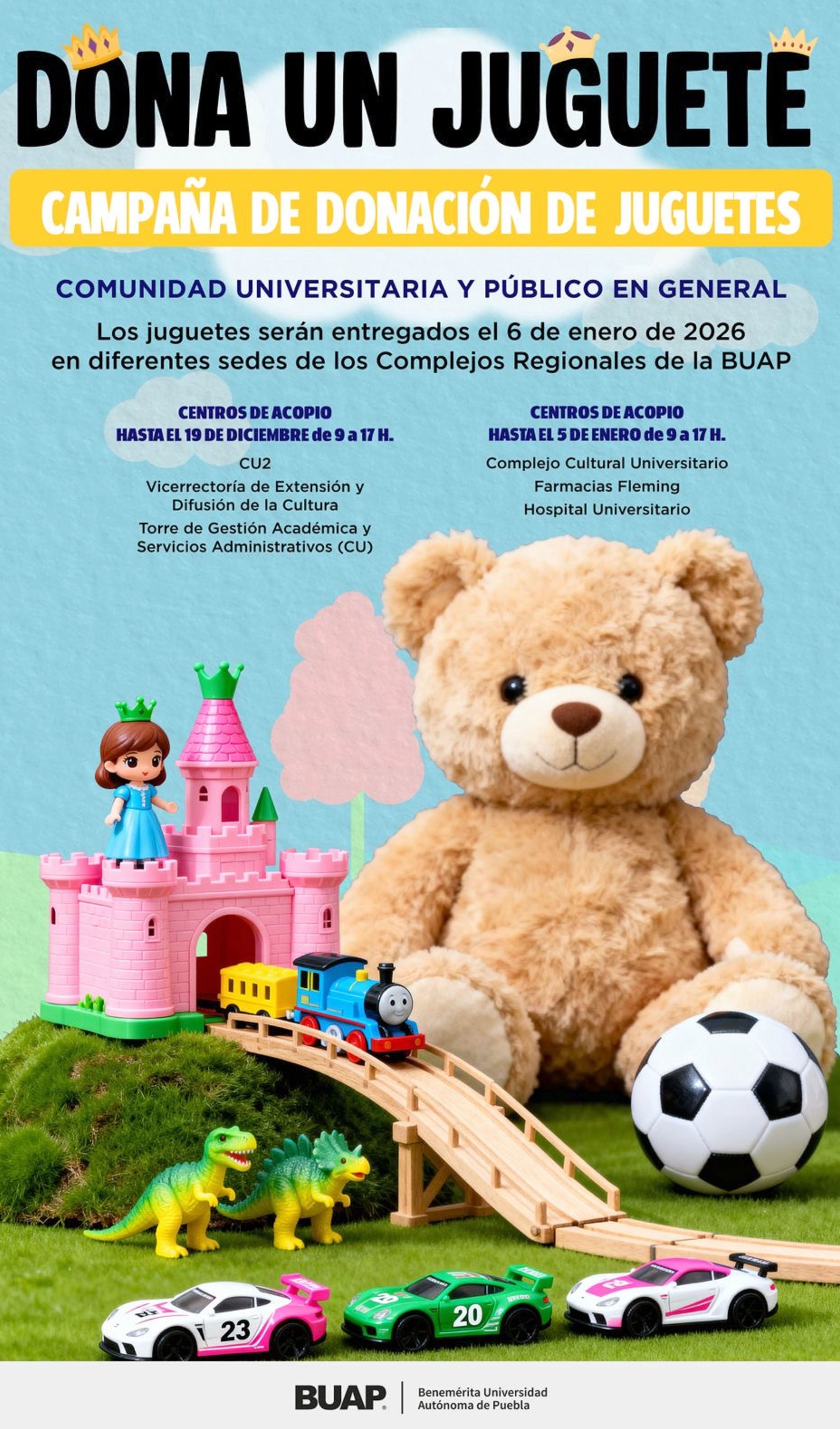BUAP lanza campaña “Dona un Juguete” para llevar alegría a miles de niñas y niños este 6 de enero