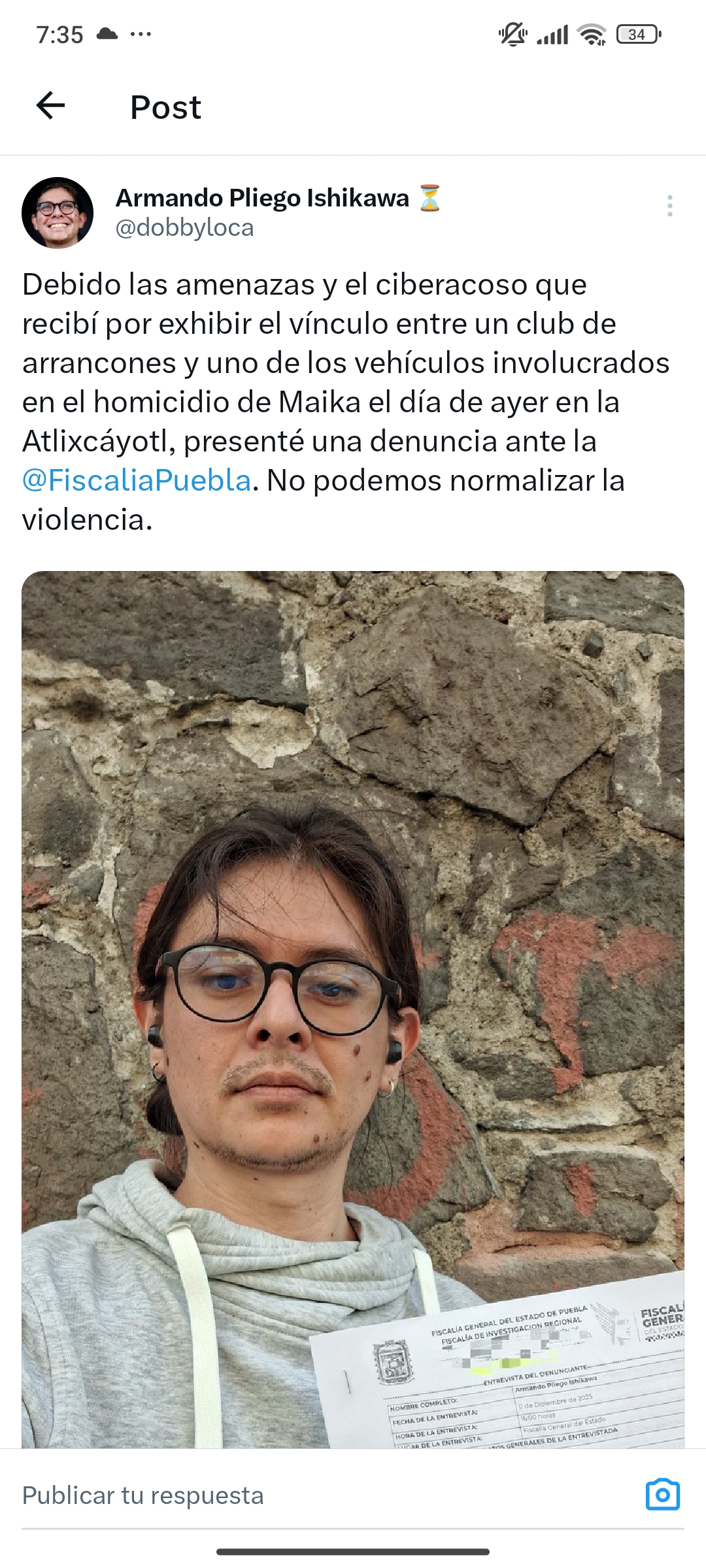 Activista presenta denuncia por amenazas tras vincular a club de arrancones con accidente mortal en Puebla
