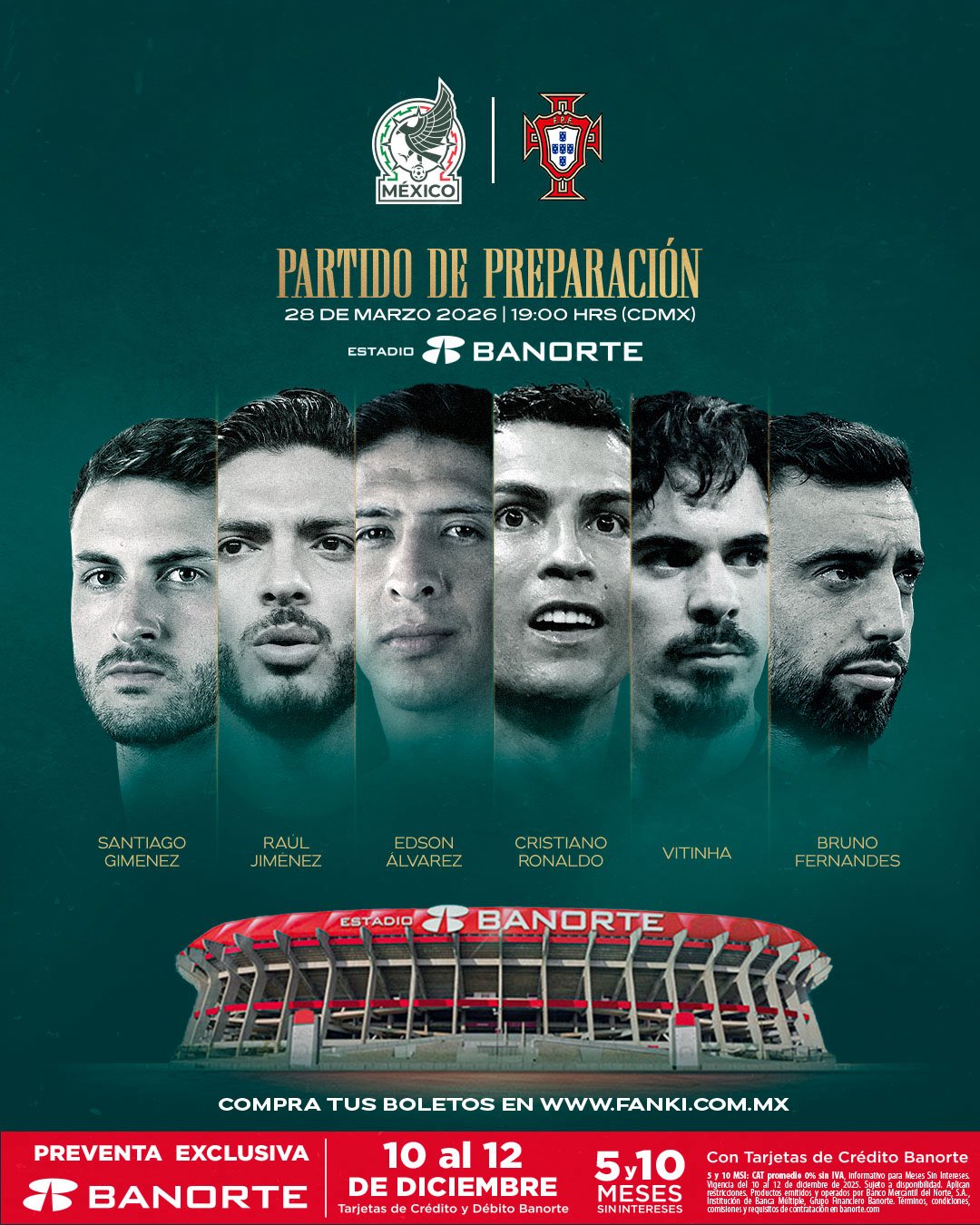 Boletos México vs Portugal 2026: precios oficiales y fechas de preventa
