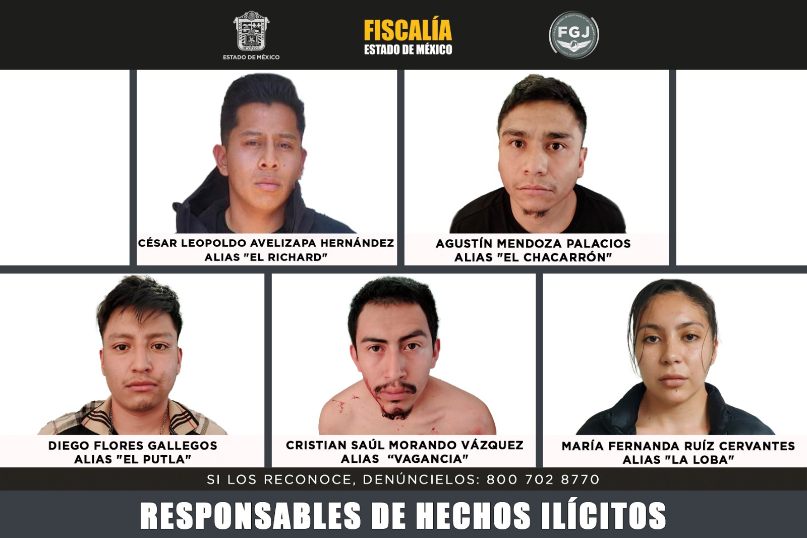 Sentencian a 600 años de prisión a cinco integrantes del CJNG por triple homicidio en Metepec