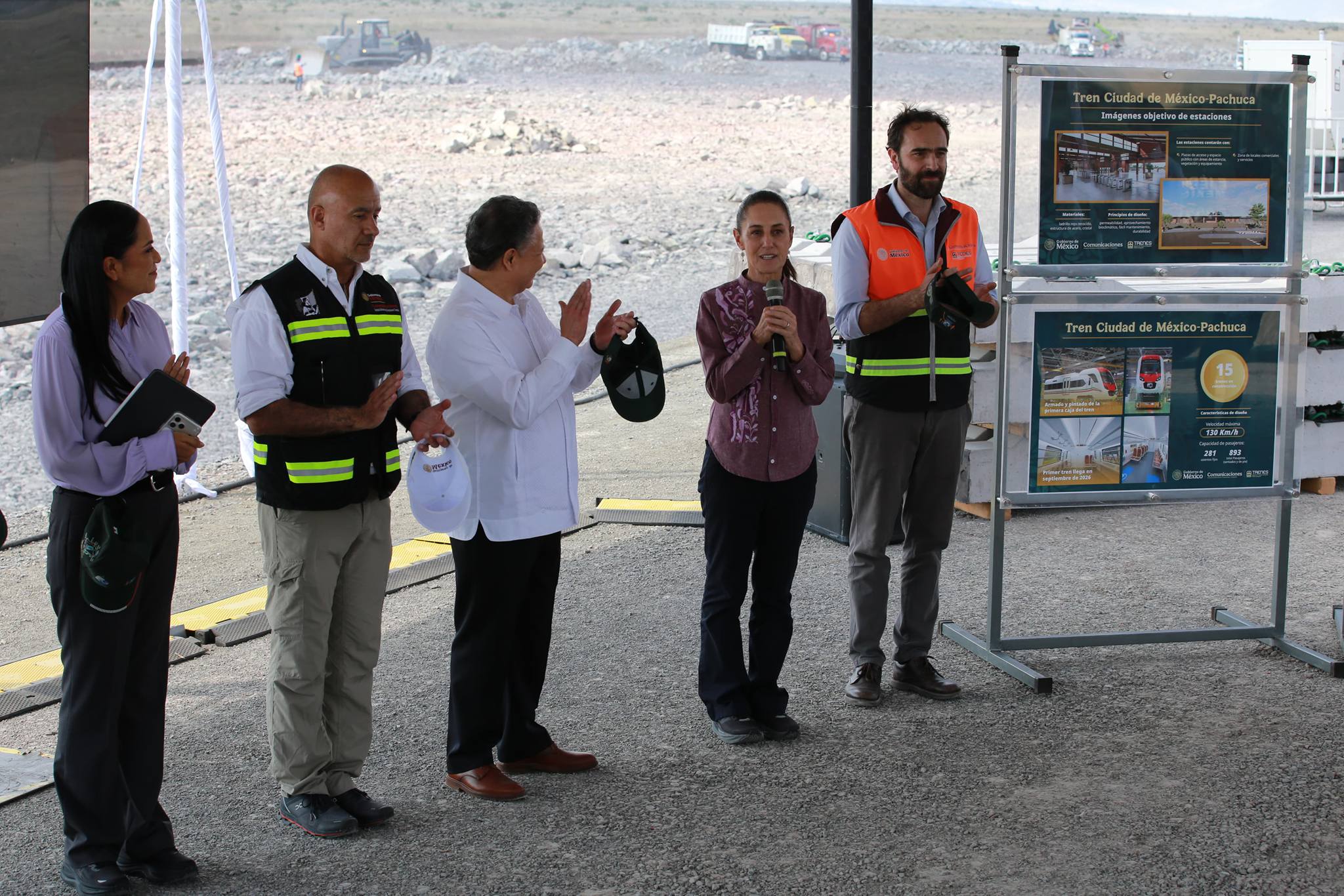 Sheinbaum supervisa Tren México-Pachuca y promete superar a AMLO en kilómetros ferroviarios