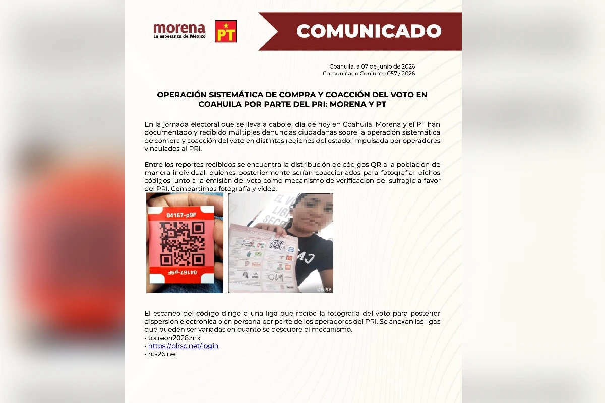 Morena busca anular elección de diputaciones en Coahuila; acusa compra masiva de votos