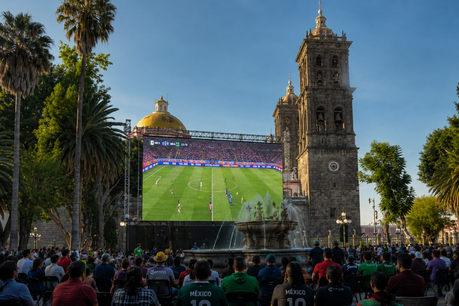 Desde el Zócalo de Puebla se transmitirán gratis todos los partidos del Mundial